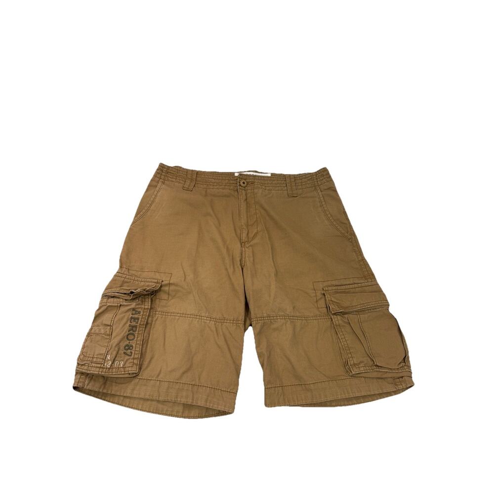 Aeropostale Khaki Brown Ripstop Cargo Shorts Y2K Style Logo Men’s Size 34